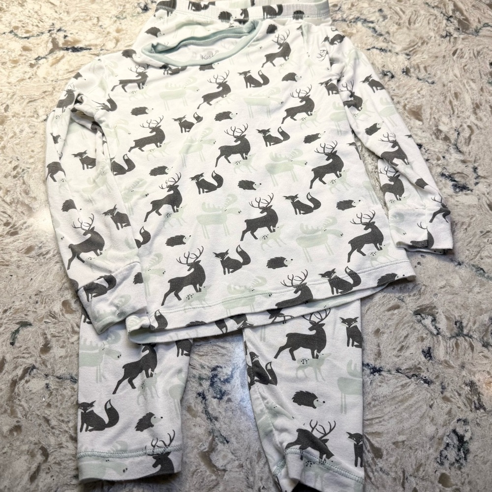 Kickee Pants Kids Bamboo Woodland Pajamas-Mint and Brown